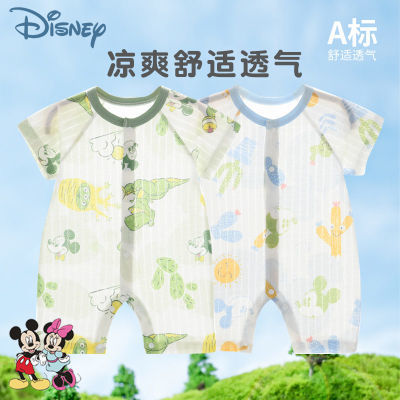 迪士尼Disney新生婴儿儿连体衣纯棉男宝宝衣服夏装睡衣夏季