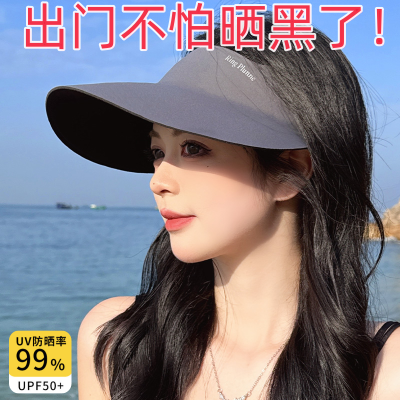 轻盈无痕防晒帽女夏季防紫外线新款可折叠空顶遮阳帽户外太阳帽子