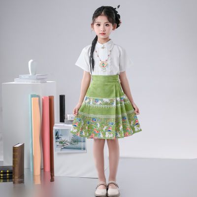 儿童马面裙女童汉服夏季中国风套装2024新款小女孩新中式唐装