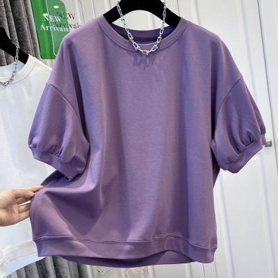 大码2-300斤设计感泡泡袖短袖T恤女夏韩版宽松百搭半袖大版