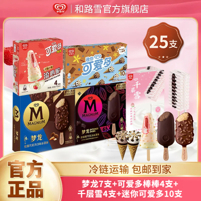 【25支】梦龙雪糕巧克力可爱多棒棒流心脆千层雪棒慕斯冰淇淋冷饮