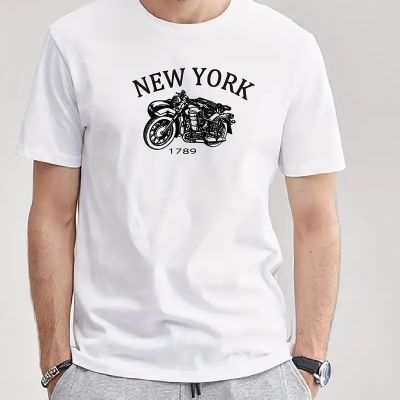 男装短袖t恤新款2024白色时尚潮流印花