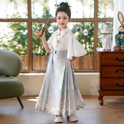 六一女童马面裙套装新中式儿童国风汉服表演服诗歌朗诵国学演出服