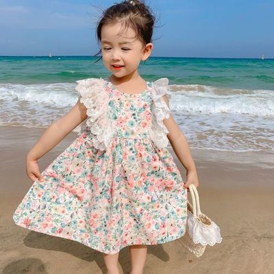儿童小清新蕾丝连衣裙2024夏季新款女童女宝可爱甜美洋气公主
