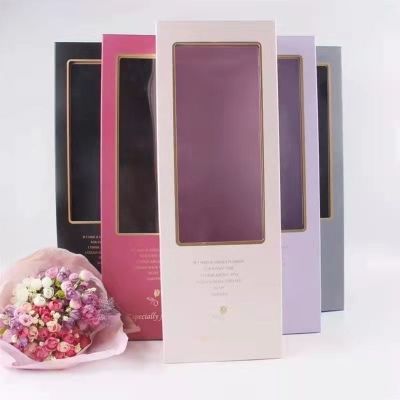母亲节金色密语长方形透明鲜花水果礼盒玫瑰花束包装花艺礼品盒