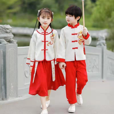 儿童六一汉服国学女童中国男童书童小学生古装唐装演出服表演