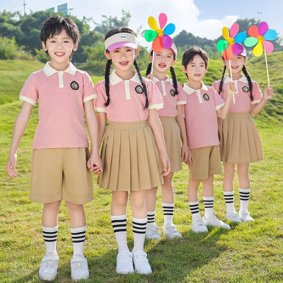 夏季儿童校服小学生纯棉简约风短袖套装连衣裙幼儿园园服年级班服