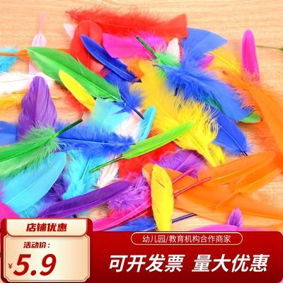 幼儿园手工彩色羽毛diy装饰品儿童创意美术课程创意制作材料羽毛
