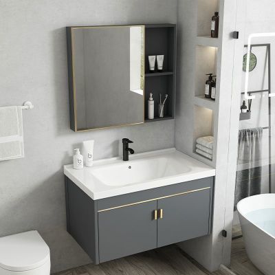 简约太空铝浴室柜组合陶瓷一体盆小户型卫生间洗手盆洗漱台智能镜