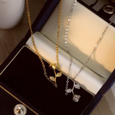 纯银S999玫瑰花项链女轻奢小众设计感气质锁骨链仙气冷淡风高级感