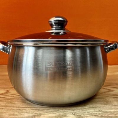 304不锈钢汤锅不锈钢锅特厚电磁炉家用煲汤大容量苹果带盖