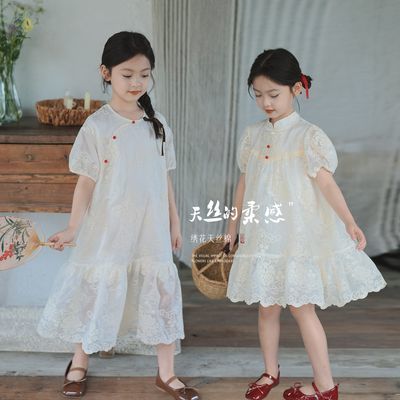 女童连衣裙夏装2024新款新中式国风裙子小女孩夏季洋气刺绣公