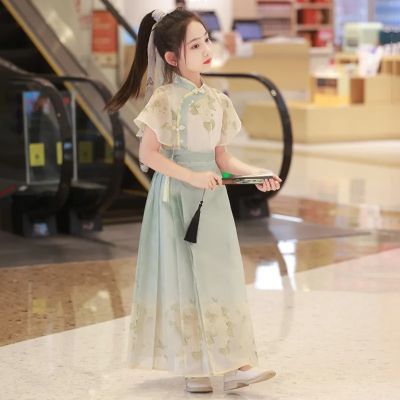 女童公主2024新款马面裙套装小女孩中国风古装明制唐装夏季裙