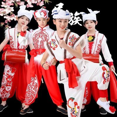 安塞腰鼓服陕北民族服装男女陕西民歌中小学生打鼓秧歌演出服儿童