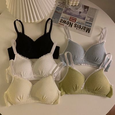 新款日系学生少女内衣夏季薄款小胸聚拢防下垂上托无钢圈蕾丝文胸优惠券