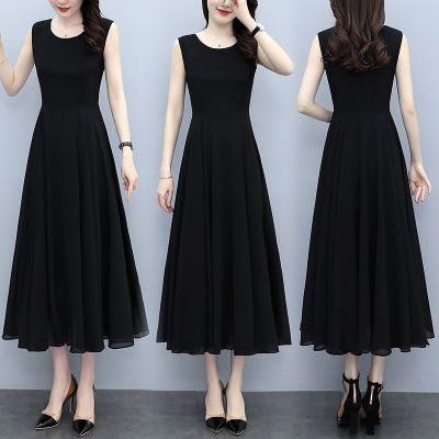 黑色连衣裙2024新款夏季韩版修身显瘦吊带裙长款时尚洋气a字裙女