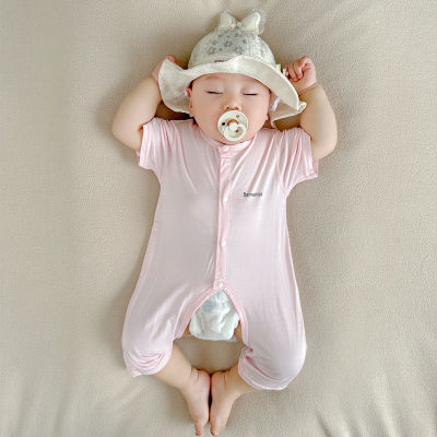 开档新生婴儿衣服连体衣短袖薄款男女宝宝夏季莫代尔婴幼儿爬服