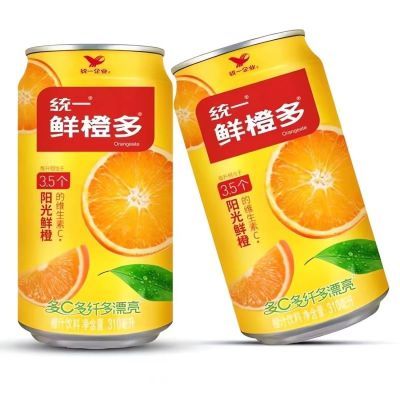 统一鲜橙多橙富含维C310ml罐装香橙果味果汁饮料