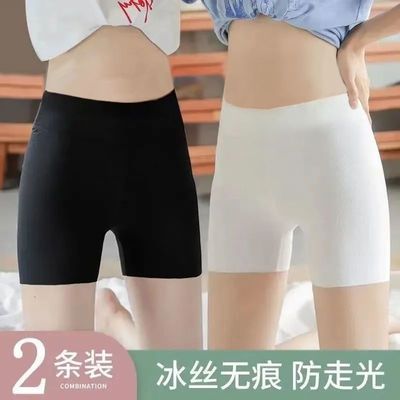 安全裤女生防走光夏季纯棉裆平角裤一合二高腰女士打底裤短裤大码