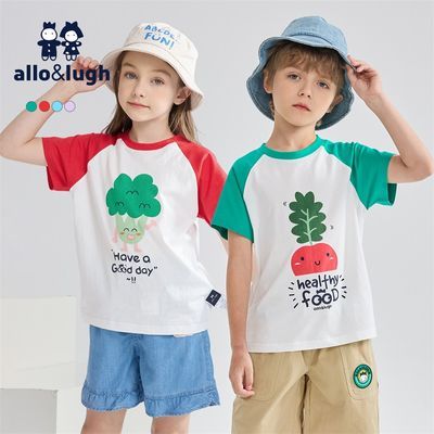 Allo&lugh夏季新款童装儿童男女短袖t恤纯棉帅气休闲半