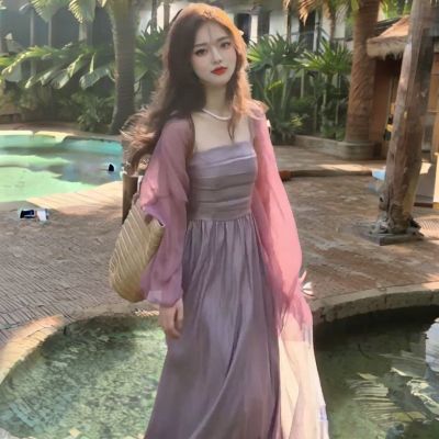 新中式紫色雪纺防晒衣女夏季配裙子外搭披肩开衫外套透气轻薄罩衫
