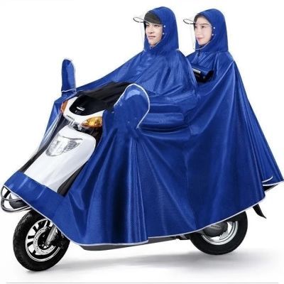 厂家直销电动车摩托车亲子单双人雨披可拆卸双帽沿接送孩子雨衣