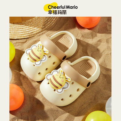 幸福玛丽小蜜蜂儿童洞洞鞋夏季中小童包头凉拖鞋外穿男童女童拖鞋