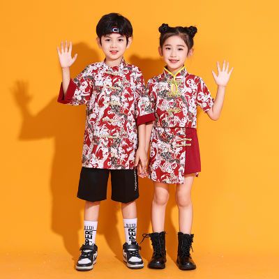 儿童中国风旗袍合唱服中小学生运动会啦啦队班服幼儿园六一演出服