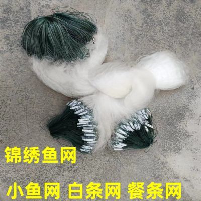 白条网小鱼网餐条网8分1指1.5指50米长丝网挂网捕鱼单层沉网浮网