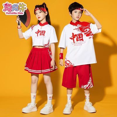 儿童演出服服装六一小学生运动会啦啦队表演服中国风男女童幼儿园
