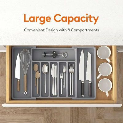 现货新款Expandable Utensil Tray 扩展餐具收纳盒家用亚马逊折叠