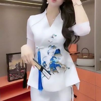 夏季新中式中国风复古高端西装女2024套装时尚气质中式轻奢两