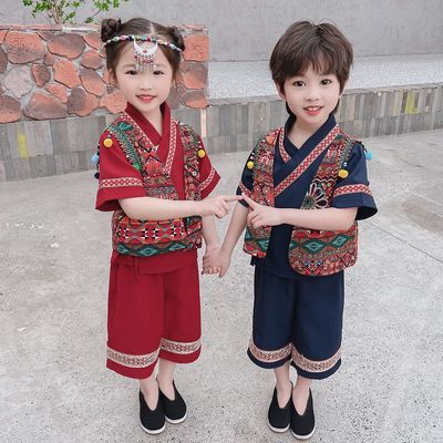 三月儿童少数民族服装男女演出服女童套装苗族彝族壮族舞蹈表演