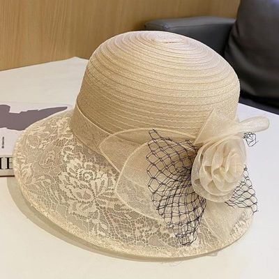 夏季出游度假女士优雅花朵盆帽时尚百搭气质显脸小渔夫帽遮阳帽女