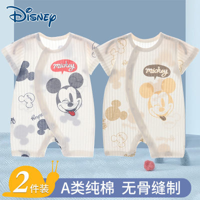 迪士尼Disney婴儿夏季连体衣薄款宝宝衣服新生儿夏装夏天短