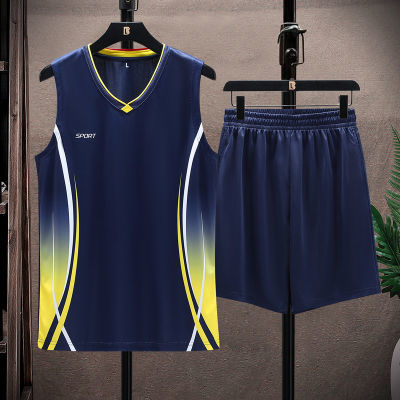 夏季新款背心运动休闲套装男健身衣服速干透气无袖篮球服可定制图