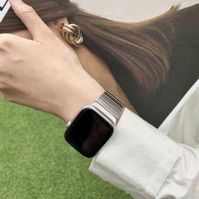 适用iwatch9苹果手表Applewatch8表带s765金属不锈钢链高级SE男女