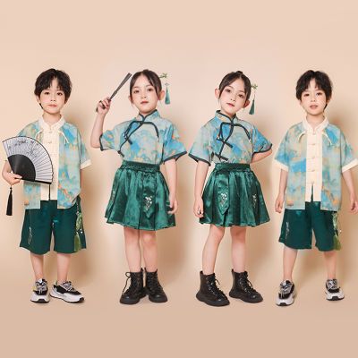 六一儿童表演服装马面裙汉服套装幼儿园中国风舞蹈合唱演出服国潮