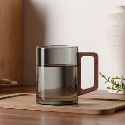 木把玻璃杯透明高硼硅耐热玻璃家用杯子办公室茶杯水杯简约单层杯