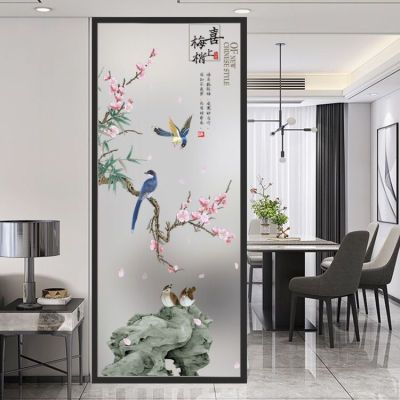 雕花网红艺术玻璃屏风隔断卧室客厅遮挡艺术玻璃轻奢现代简约一体