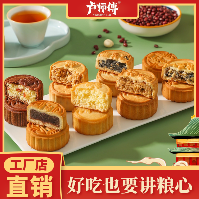 【工厂发货】卢师傅五仁月饼传统黑芝麻巧克力蔓越莓椰蓉中秋月饼
