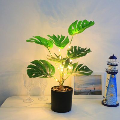 仿真植物LED小夜灯造型彩灯室内桌面USB盆栽发光装饰彩灯卧