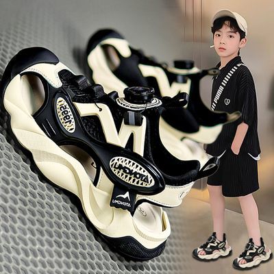 新中式男童凉鞋2024新款夏季软底防滑男孩包头防踢耐磨儿童沙滩鞋