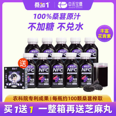 [新日期]农科桑椹NFC果汁100%纯桑葚汁不加水不加糖压榨饮料300ml