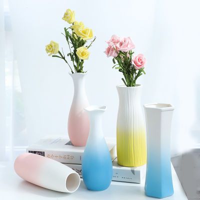 陶瓷花瓶彩色手工水养花瓶创意水培花瓶假花仿真花干花花瓶插花