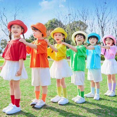 六一儿童啦啦队演出服班服糖果色幼儿园表演服运动会服装小学生