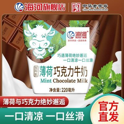 天津海河牛奶薄荷巧克力牛奶220ml*10包整箱儿童营养网红
