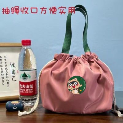 日式上班族饭盒袋便当包袋帆布手提包抽绳手拎包带饭包饭盒手提包