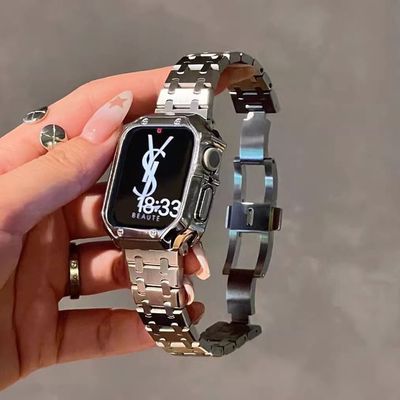 适用苹果手表表带iWatch8金属表链AppleWatch7手表带S8Ultra壳潮