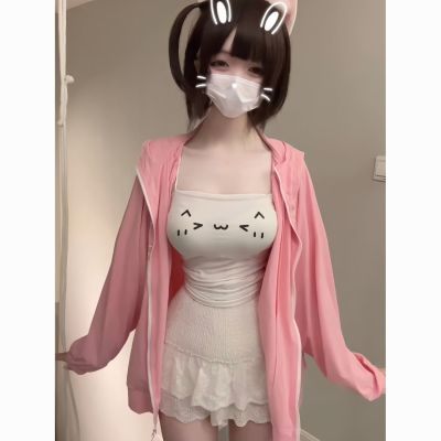 日系文字收腰吊带背心短款修身显瘦上衣春夏可爱纯欲辣妹白色打底